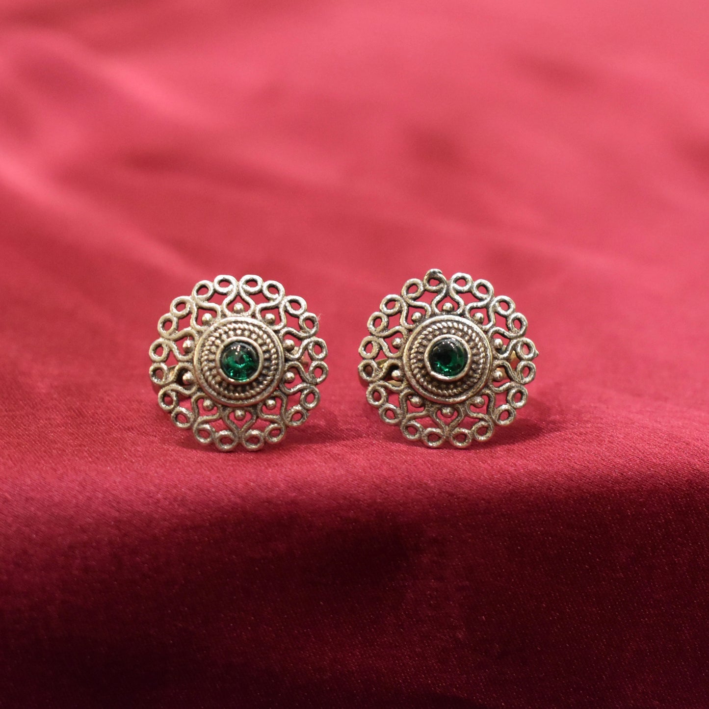 925 Silver Green Stone Toe Ring