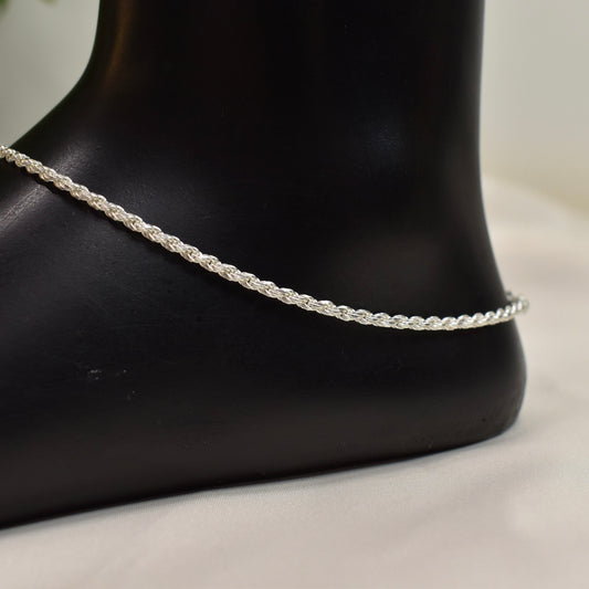 925 Silver Twisted Rope Anklet