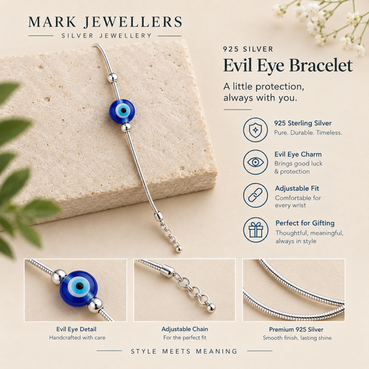 925 Silver Minimal Evil Eye Bracelet