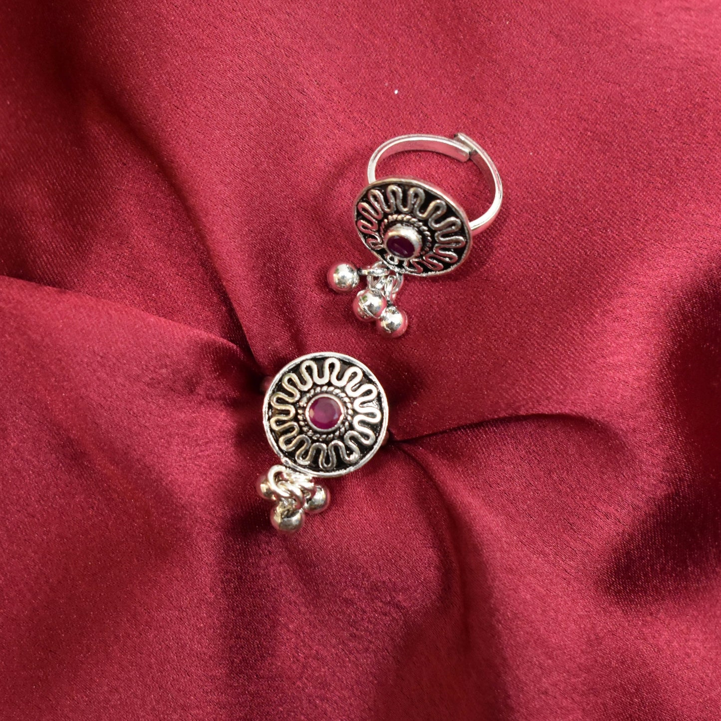 925 Silver Ruby Toe Ring