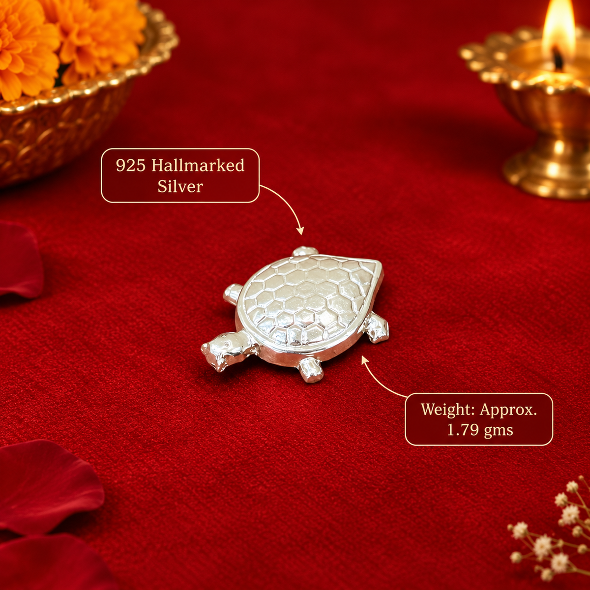 925 Hallmarked Silver Auspicious Vastu Turtle (Kurma)