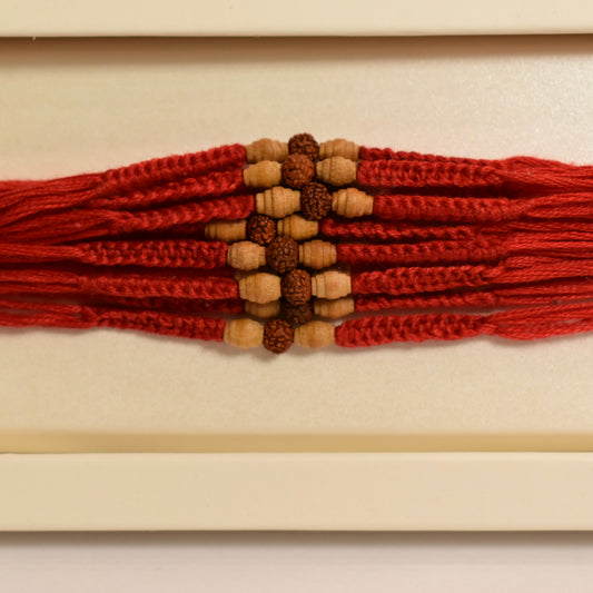Minimal Chandan and Rudraksha Rakhi Pack of 12(Design 3)