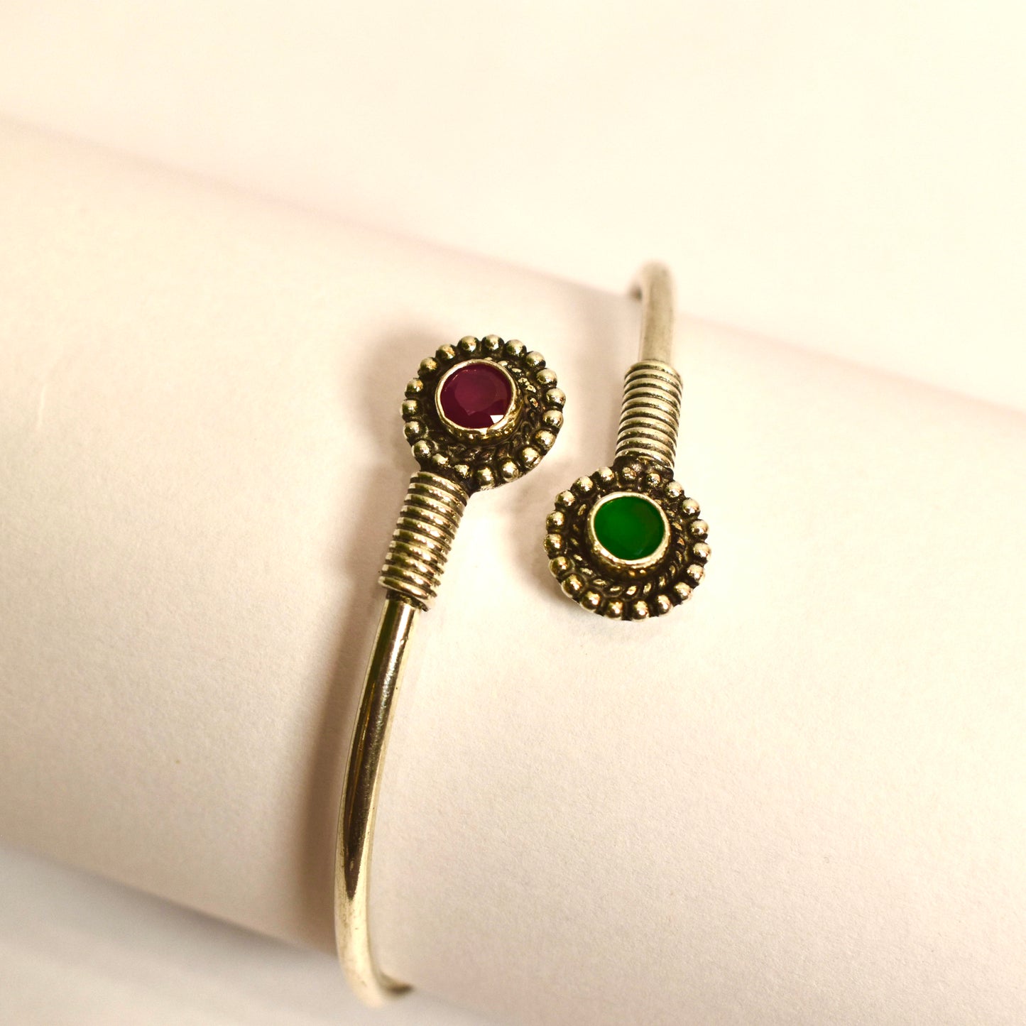 Red and Green Stone Elegant Kada Bracelet