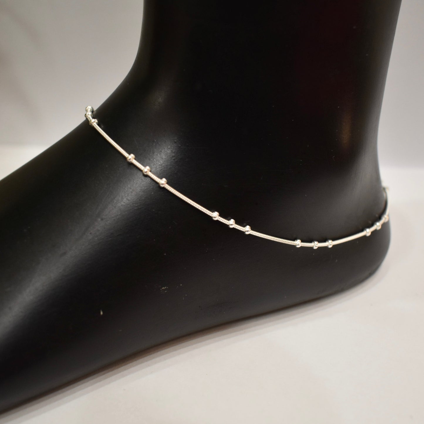 925 Silver Round Three Balls Anklet