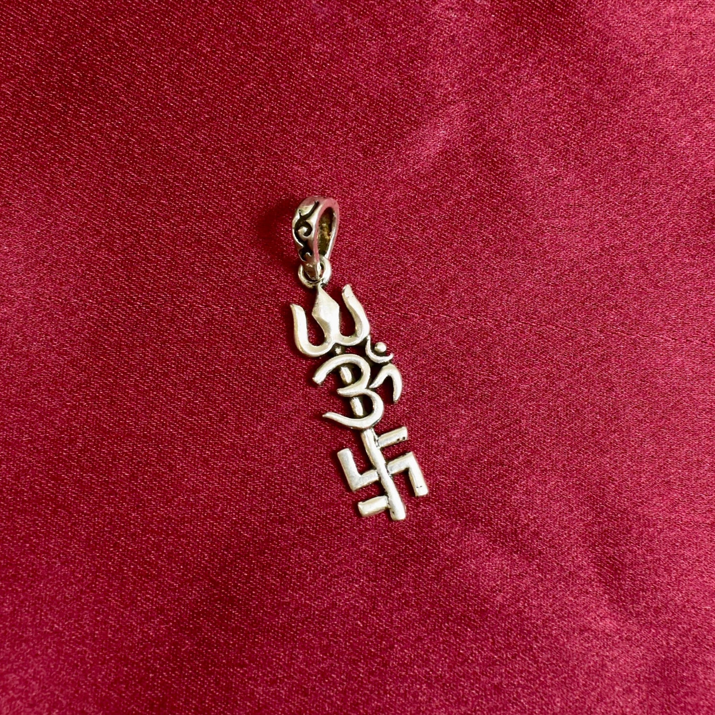 925 Silver Trishul-OM- Swastik Pendant