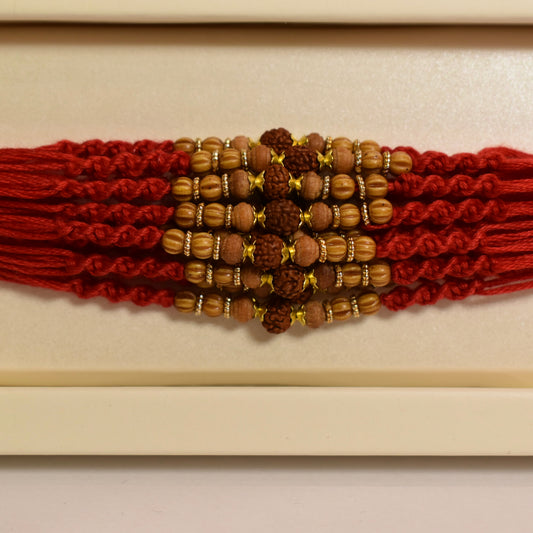 Minimal Chandan and Rudraksha Rakhi Pack of 12(Design 2)
