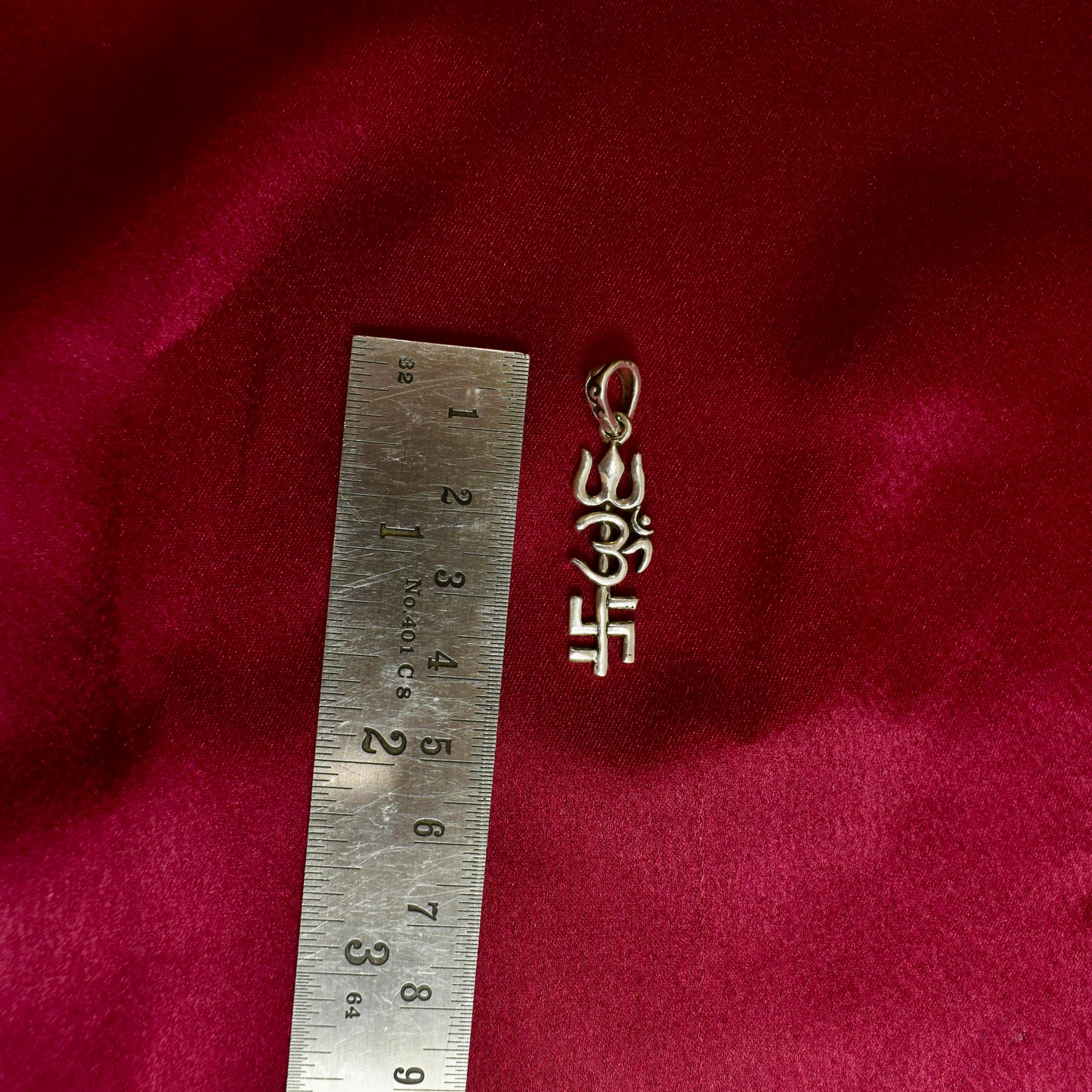 925 Silver Trishul-OM- Swastik Pendant