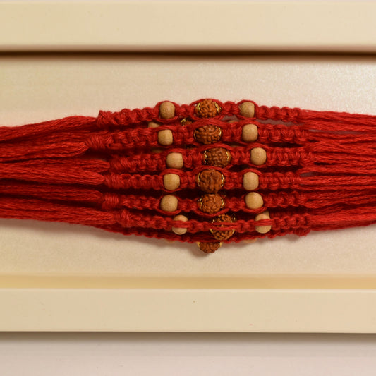 Minimal Chandan and Rudraksha Rakhi Pack of 12(Design 4)