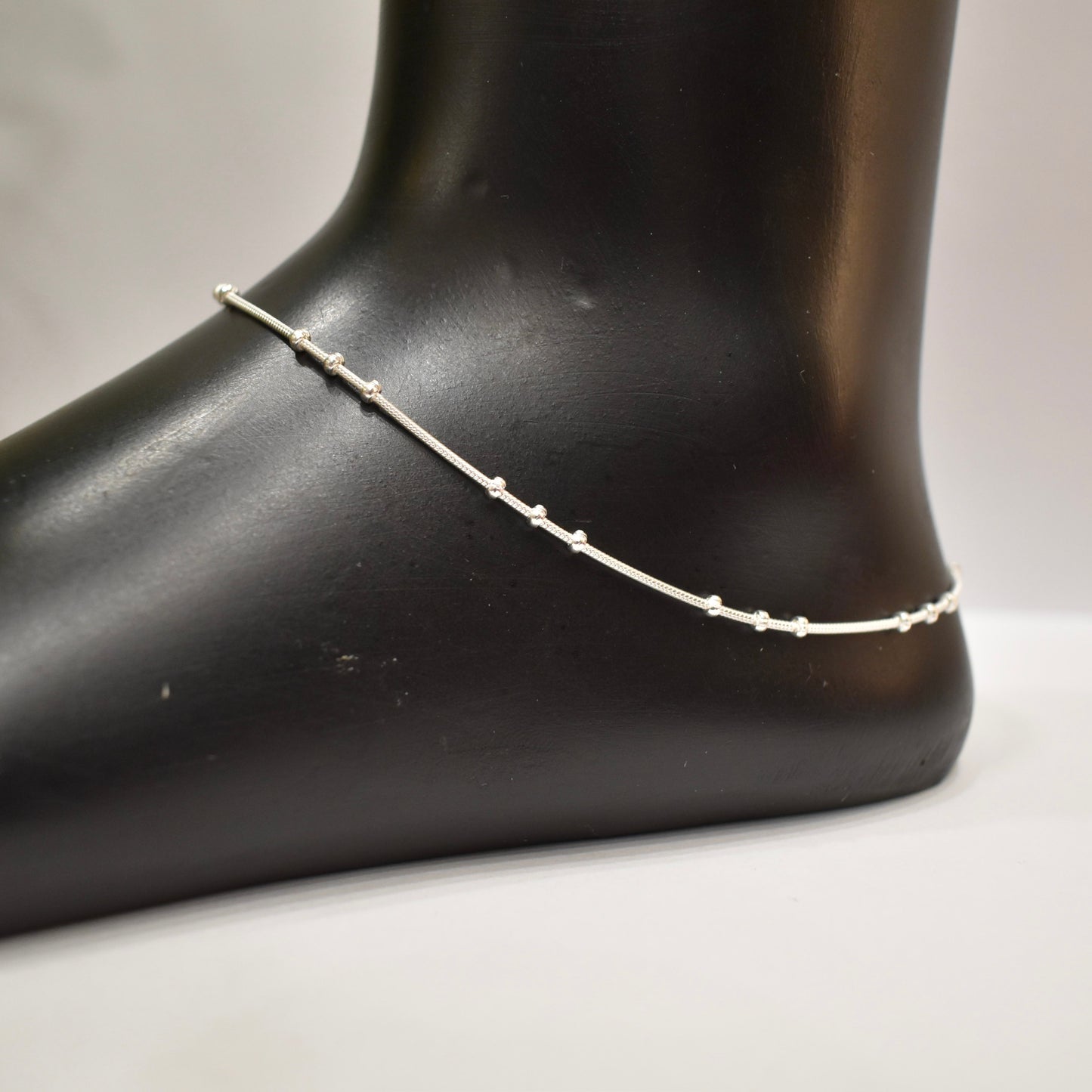 925 Silver Round Three Balls Anklet