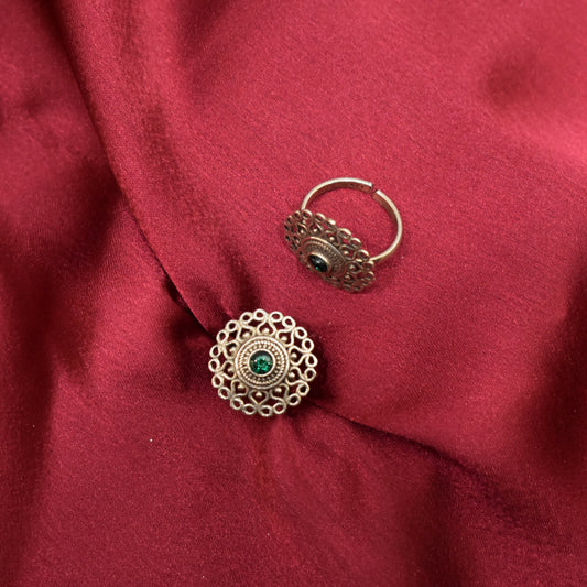 925 Silver Green Stone Toe Ring