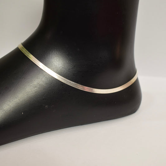 925 Silver Flat Snake Anklet