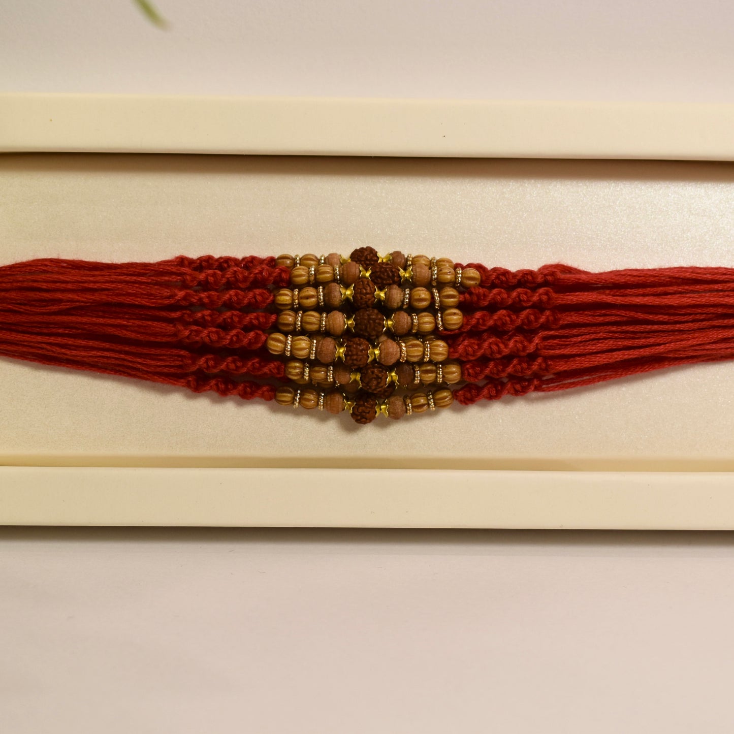 Minimal Chandan and Rudraksha Rakhi Pack of 12(Design 2)