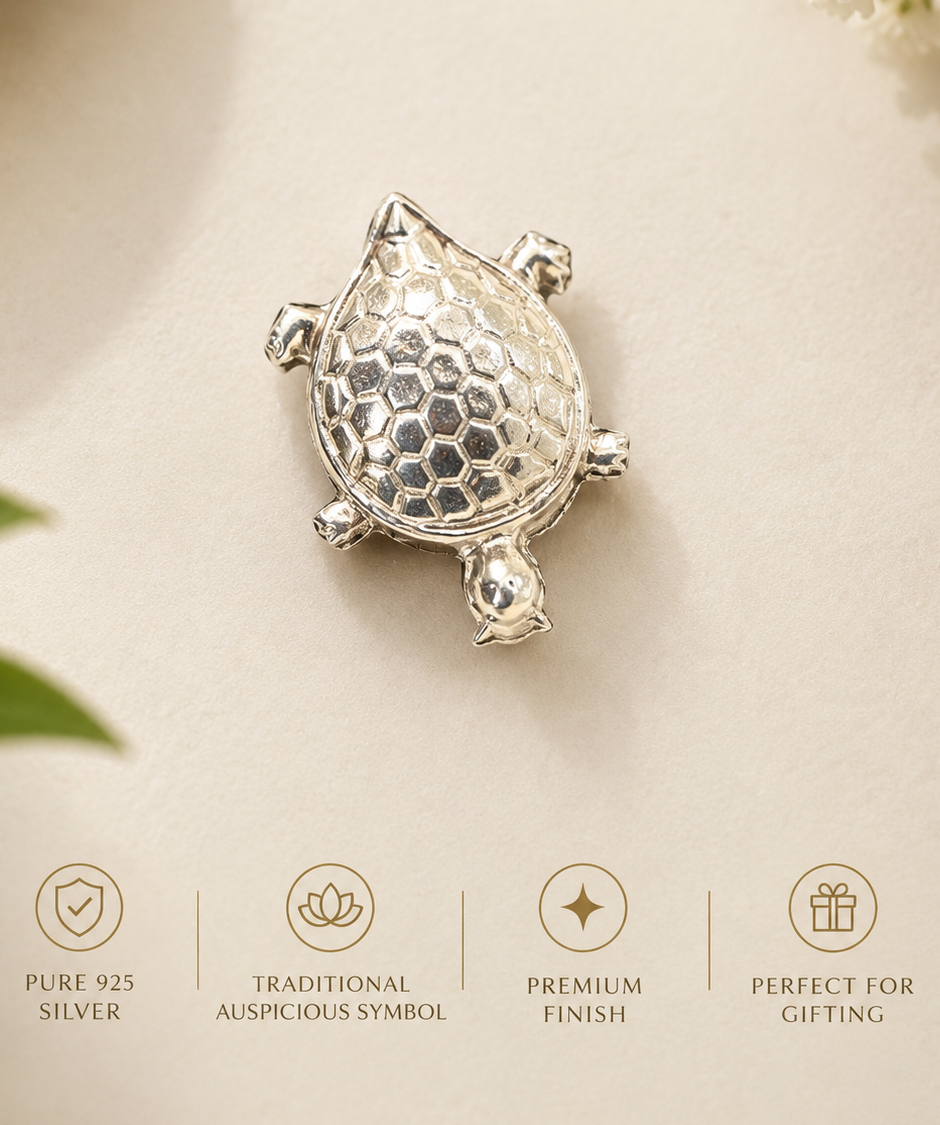 925 Hallmarked Silver Auspicious Vastu Turtle (Kurma)