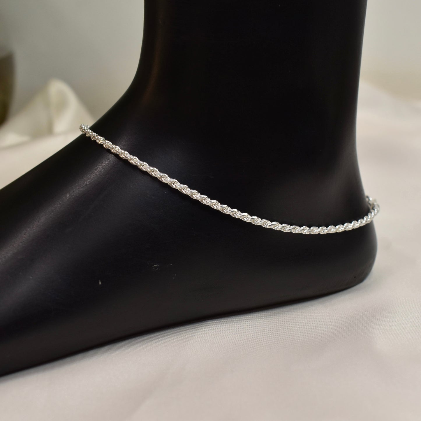 925 Silver Twisted Rope Anklet