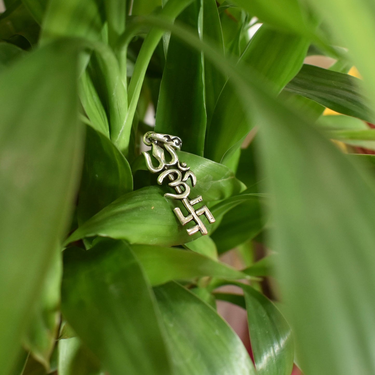 925 Silver Trishul-OM- Swastik Pendant