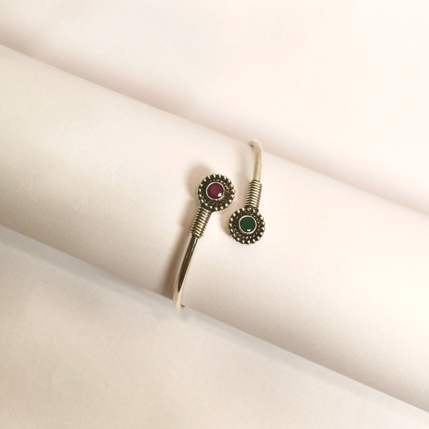 Red and Green Stone Elegant Kada Bracelet