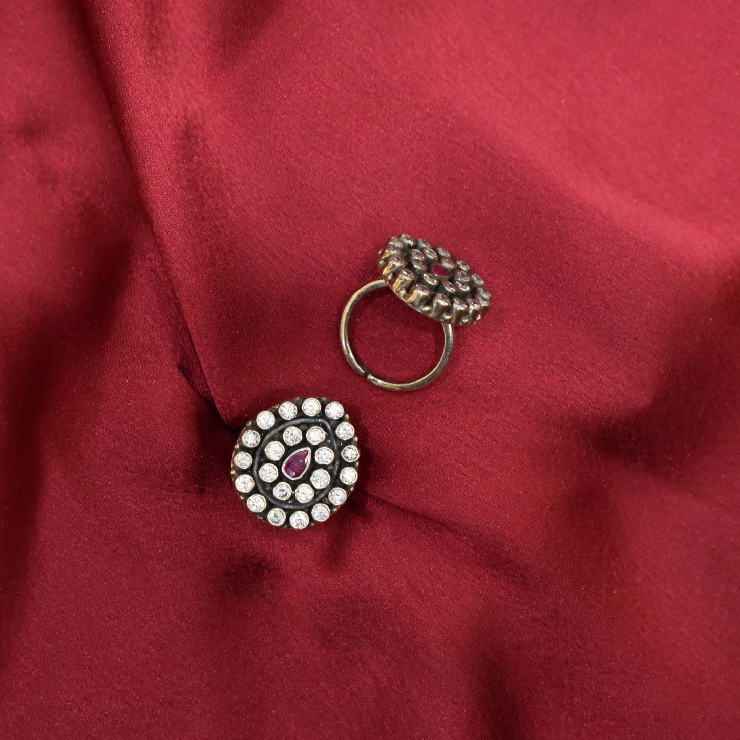925 Silver Red Stone Toe Ring