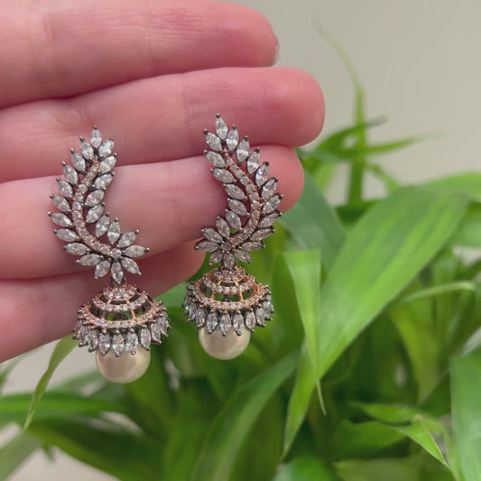 Beautiful Curve Stone Studded Earrings