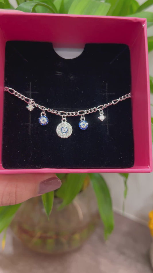 925 Silver Evil Eye Charm Bracelet
