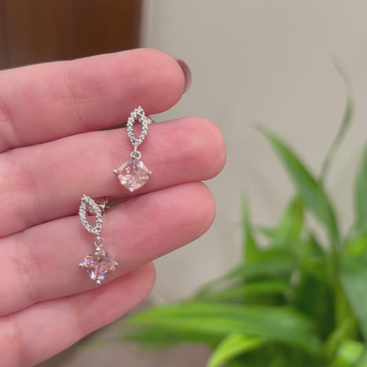 925 Silver Minimal Baby Pink Earrings