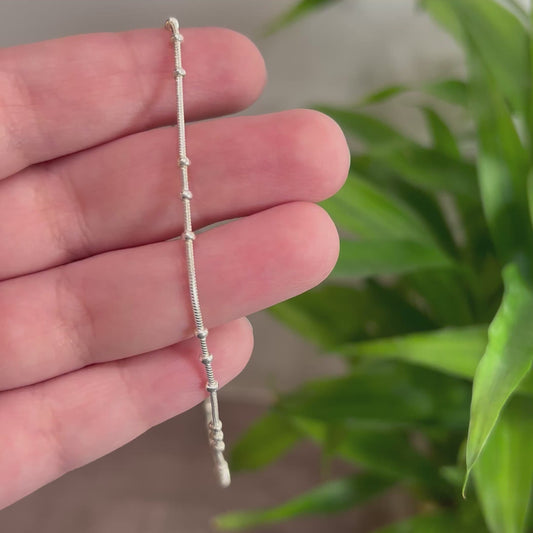 925 Silver Round Three Balls Anklet