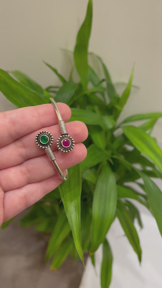 Red and Green Stone Elegant Kada Bracelet
